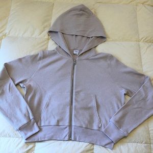 Aritzia Tna Waffle Zip Hoodie / Marble Lilac